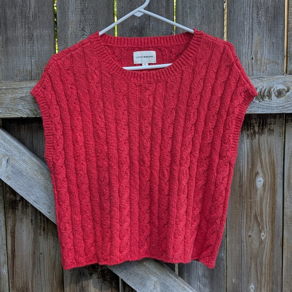 Lucky Brand Red Orange Sweater Vest Women's Size Small